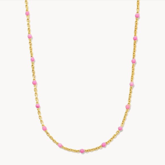 Kendra Scott Jewelry - Kendra Scott Pink Enamel 18k Gold Vermeil Satellite Chain Necklace